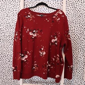 Long Sleeve Torrid Shirt Size 4x Floral Maroon